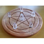 Large Wooden Crystal Healing Grid with Six Quartz Points